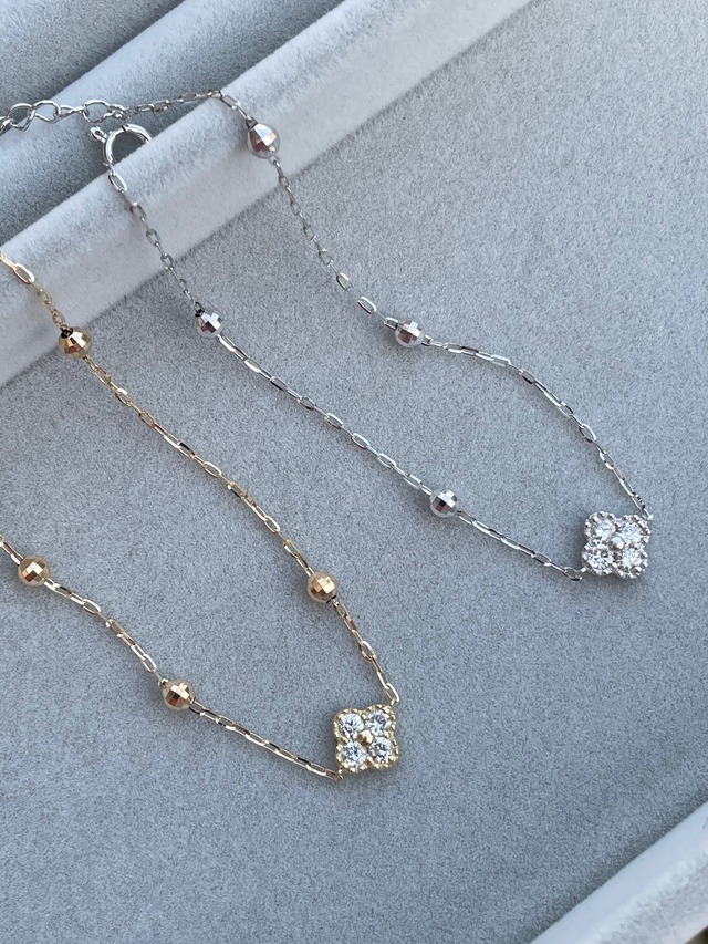 K18WG/YG ダイヤモンドブレスレット 0.2ct, 20cm