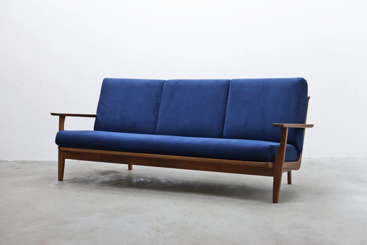 karimoku カリモク WU61 ウォールナット無垢材 3Pソファ ナチュラル