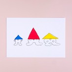 【松岡マサタカ】ポストカード「帽子をかぶる3人」
