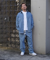 【#Re:room】CHECK STITCH BIG DENIM SHIRTS［RES092］