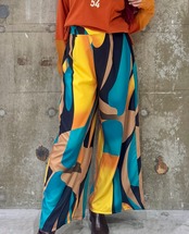 PEDD ペイント柄ワイドパンツ