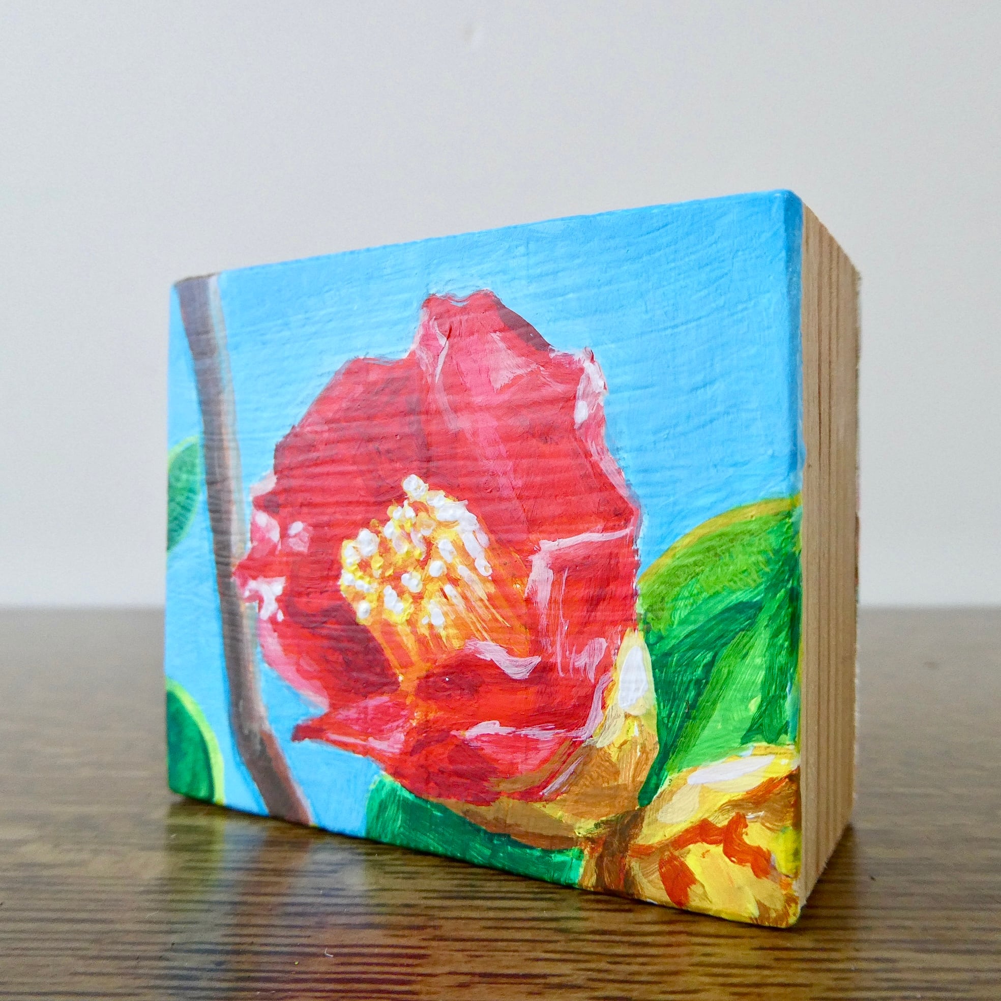 誕生花 1月のツバキ）積める絵画 花つみき （Birth Flower: Camellia