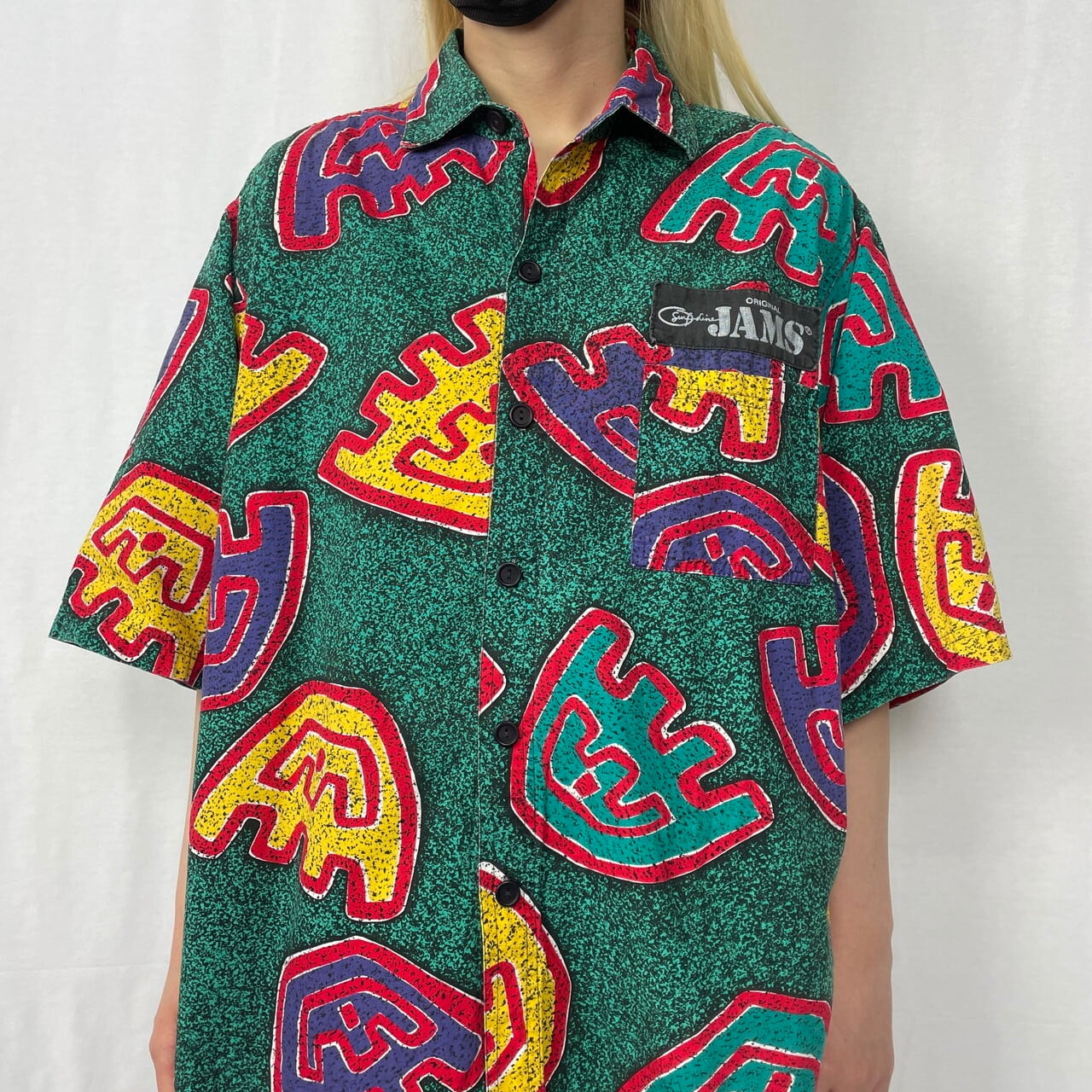 90年代 ORIGINAL JAMS 総柄シャツ メンズL 古着 サーフ 90s 西海岸
