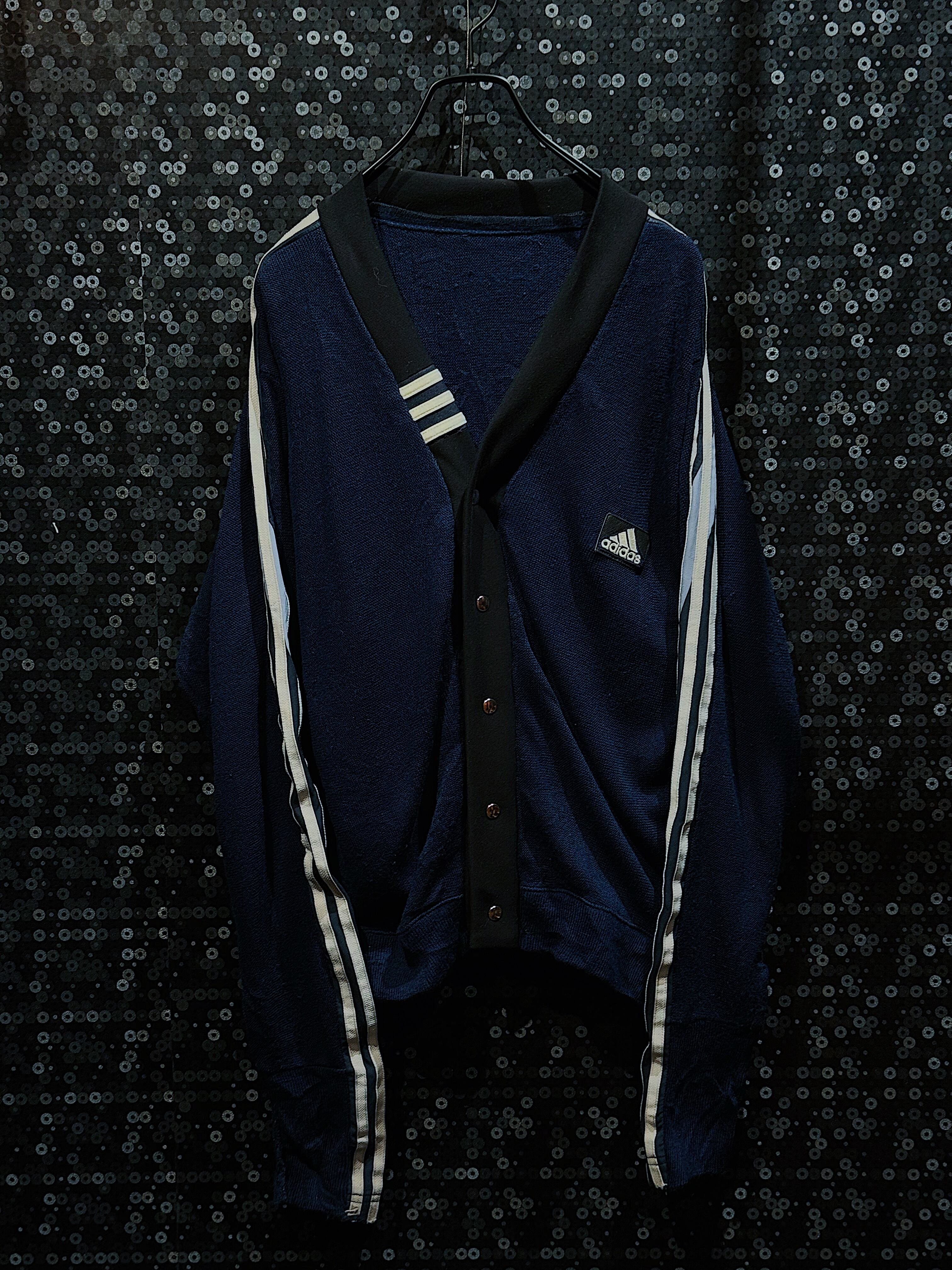 "adidas remake"vintage three stripe docking navy cardigan