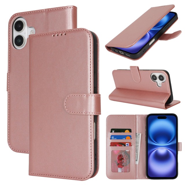 for iPhone 16 ケース 手帳型 アイフォン16 財布型 カバー 手帳 i16 i Phone 16 財布 Case SunYoo for iPhone16 カードケース マグネット 携帯カバー カードポケット カード入れ スタンド機能 ピンク
