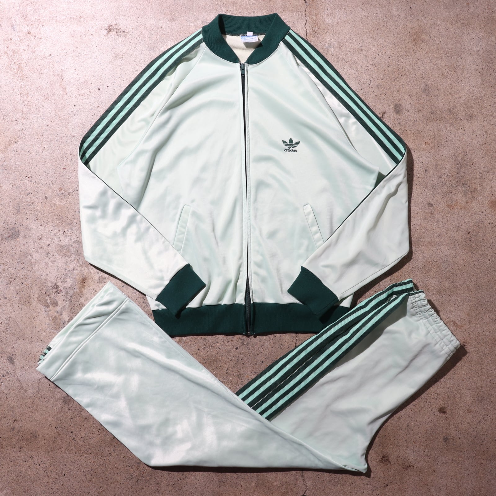 美品 L ミントグリーン 80s adidas トラックスーツ アディダス 緑