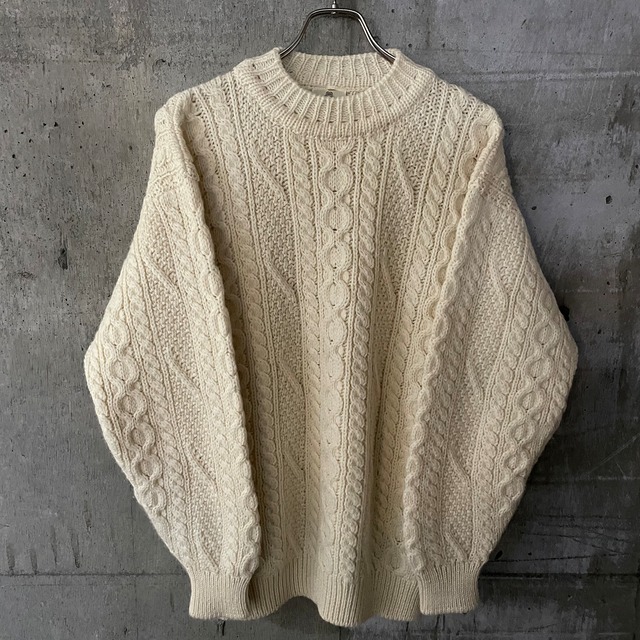 〖EURO_vintage〗made in Italy ivory fisherman knit/イタリア製 アイボリーカラー フィッシャーマン ニット/lsize/#0513