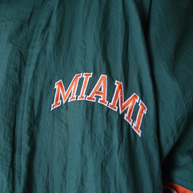 "STARTER "miami hurricanes collaboration over silhouette double half-zip pullover