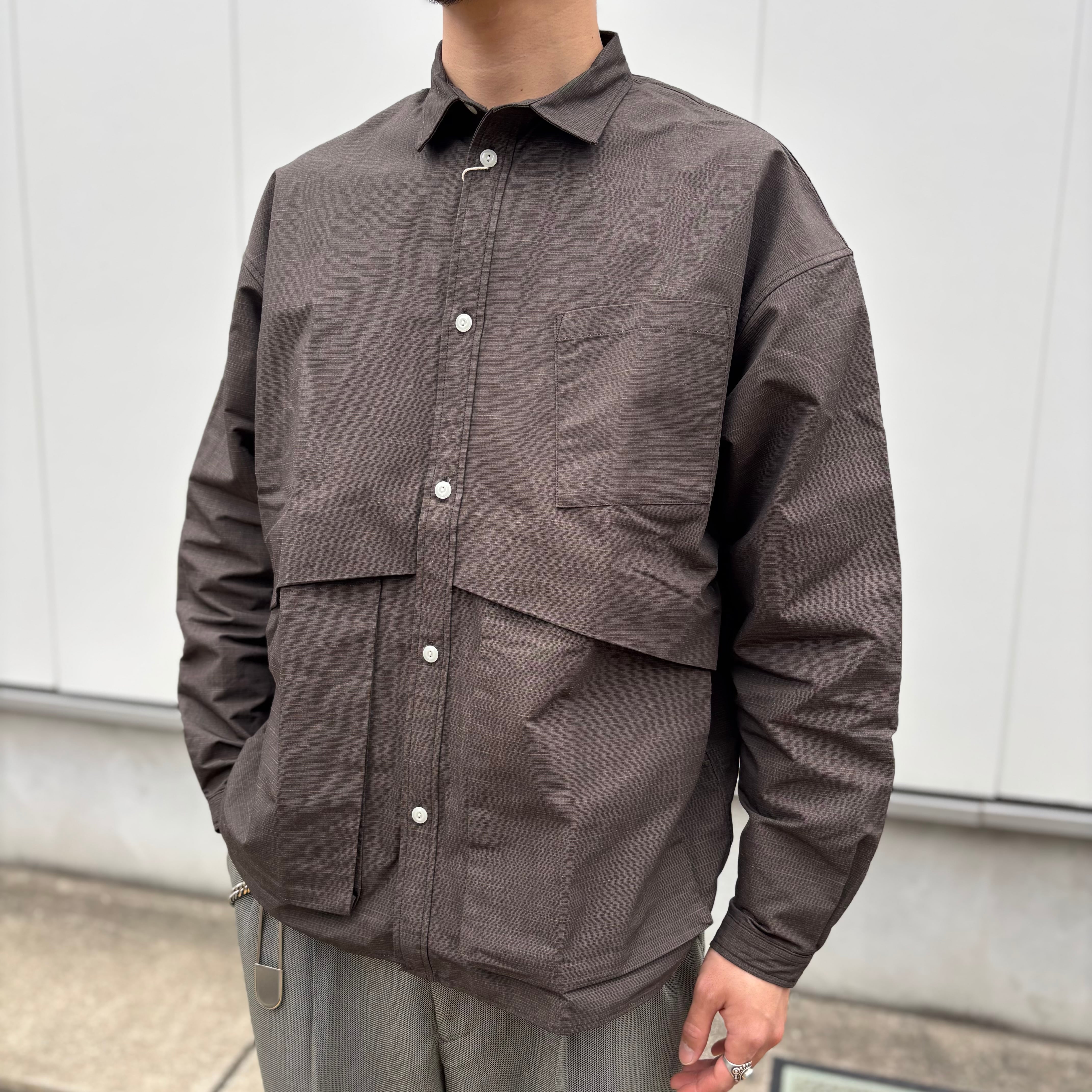 NOROLL HWR N.WEATHER SHIRT - DARKEST BROWN / ノーロール ウール