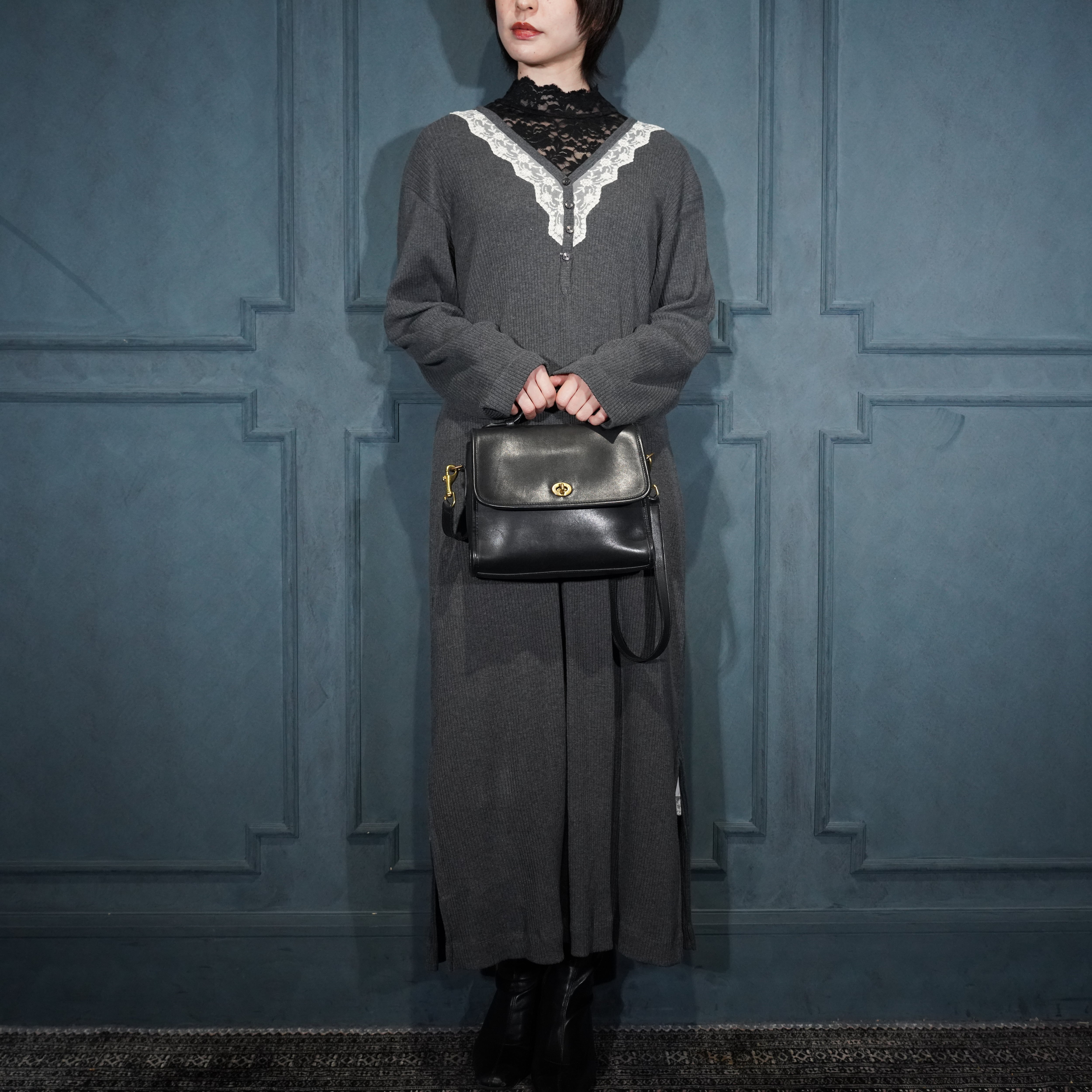 OLD COACH TURN LOCK DESIGN LEATHER 2WAY SHOULDER BAG MADE IN USA