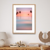 Ethereal Palm Sunset｜南国の夕暮れが誘う幻想的なアートポスター｜穏やかな光と静寂が調和するリゾートモダンインテリアA4ポスター