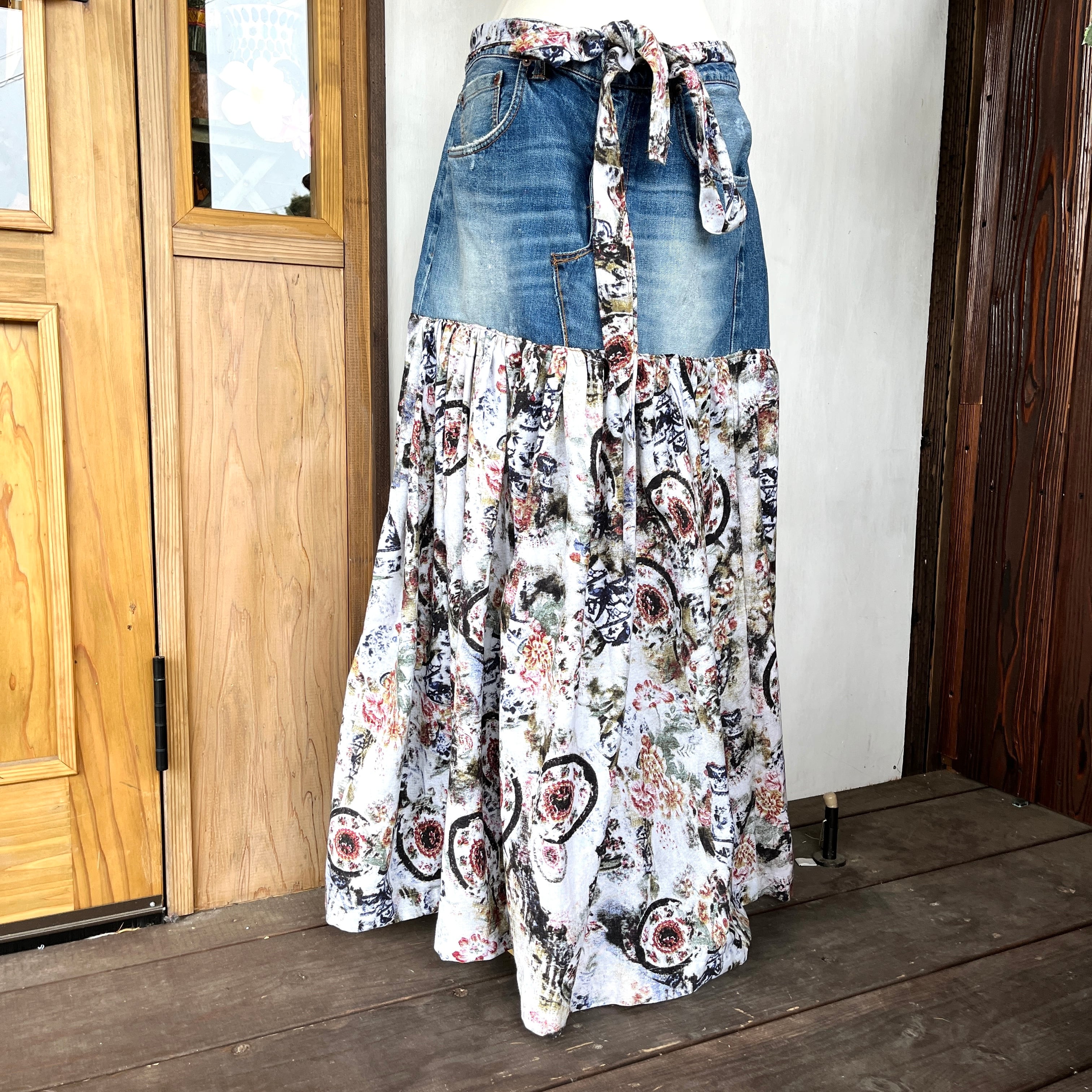 リメイクデニム切り替えスカートA | アジアン雑貨ルチュ