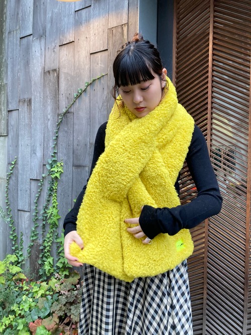 【20AW】OOF オーフ / Scarf 3007 in yellow curly pile faux fur