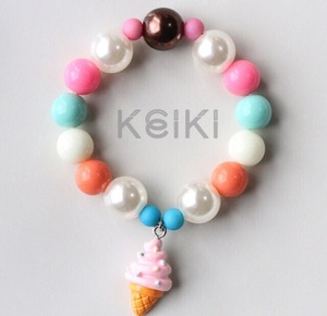 Children's Bracelet - Sweets Charm Pink Soft Serve キッズブレスレット keikitheshop