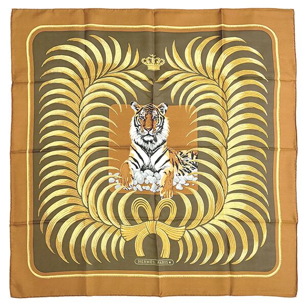 Vintage HERMES エルメス カレ 90 王者のトラ スカーフ シルク TIGRE 