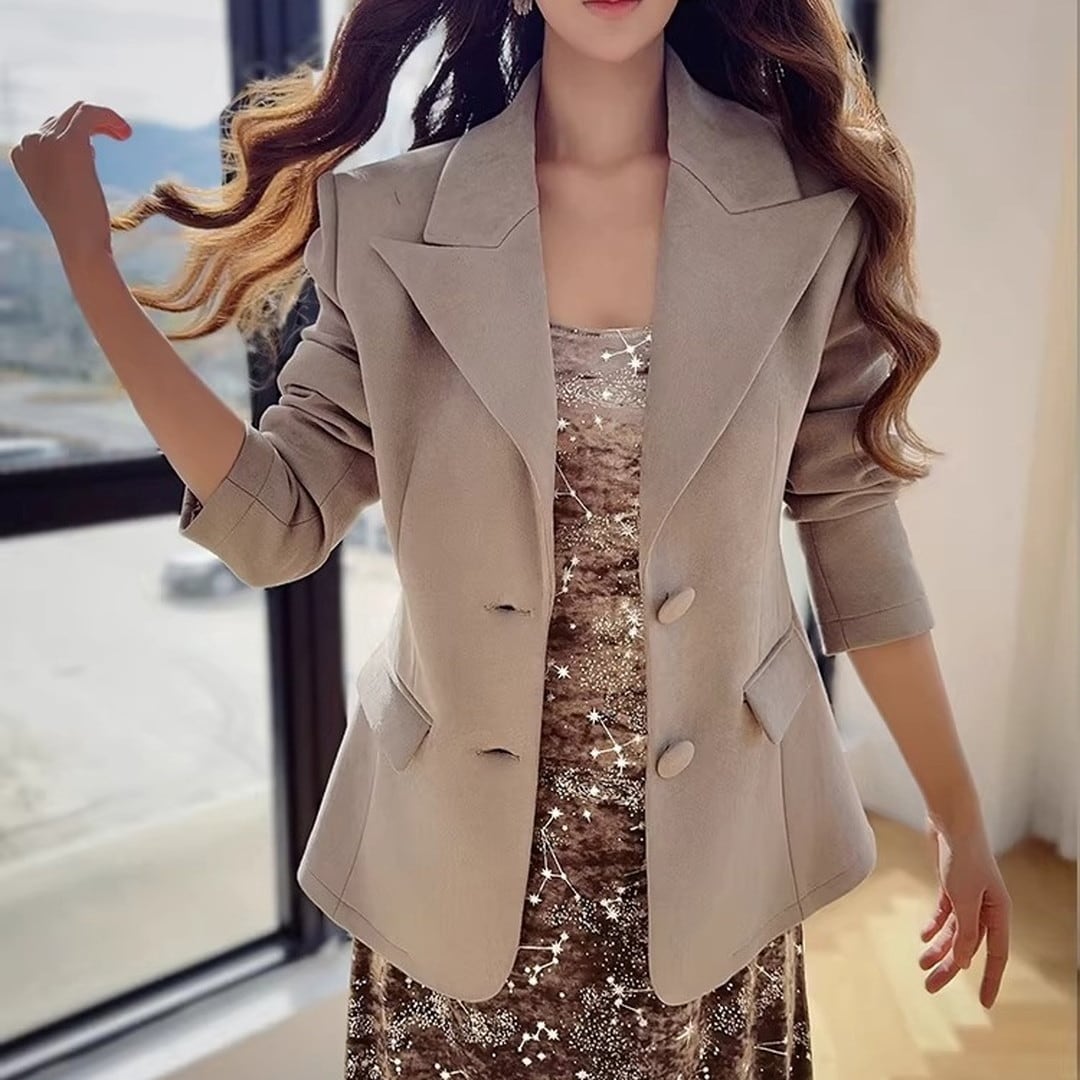 Notch Lapel Single-Breasted Jacket V3218