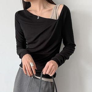 asymmetry layered design pullover 14760