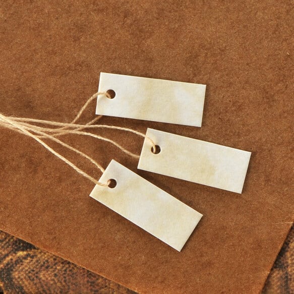 アンティーク値札タグ S 下げ札 糸付きタグ 9×22mm 50枚 D113