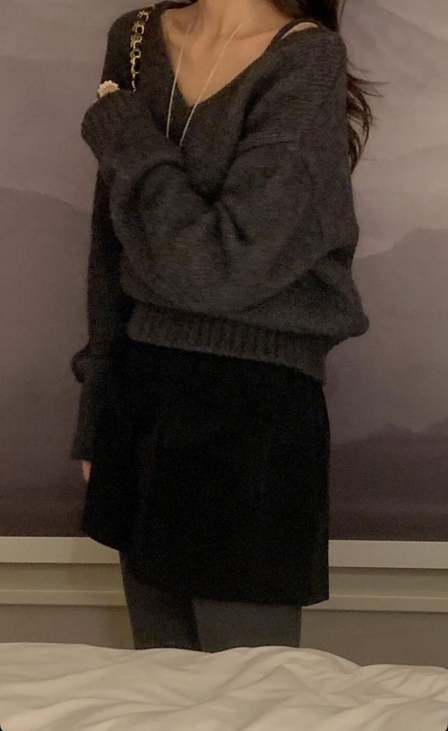 (予約) miel / Bunny v neck knit 3color