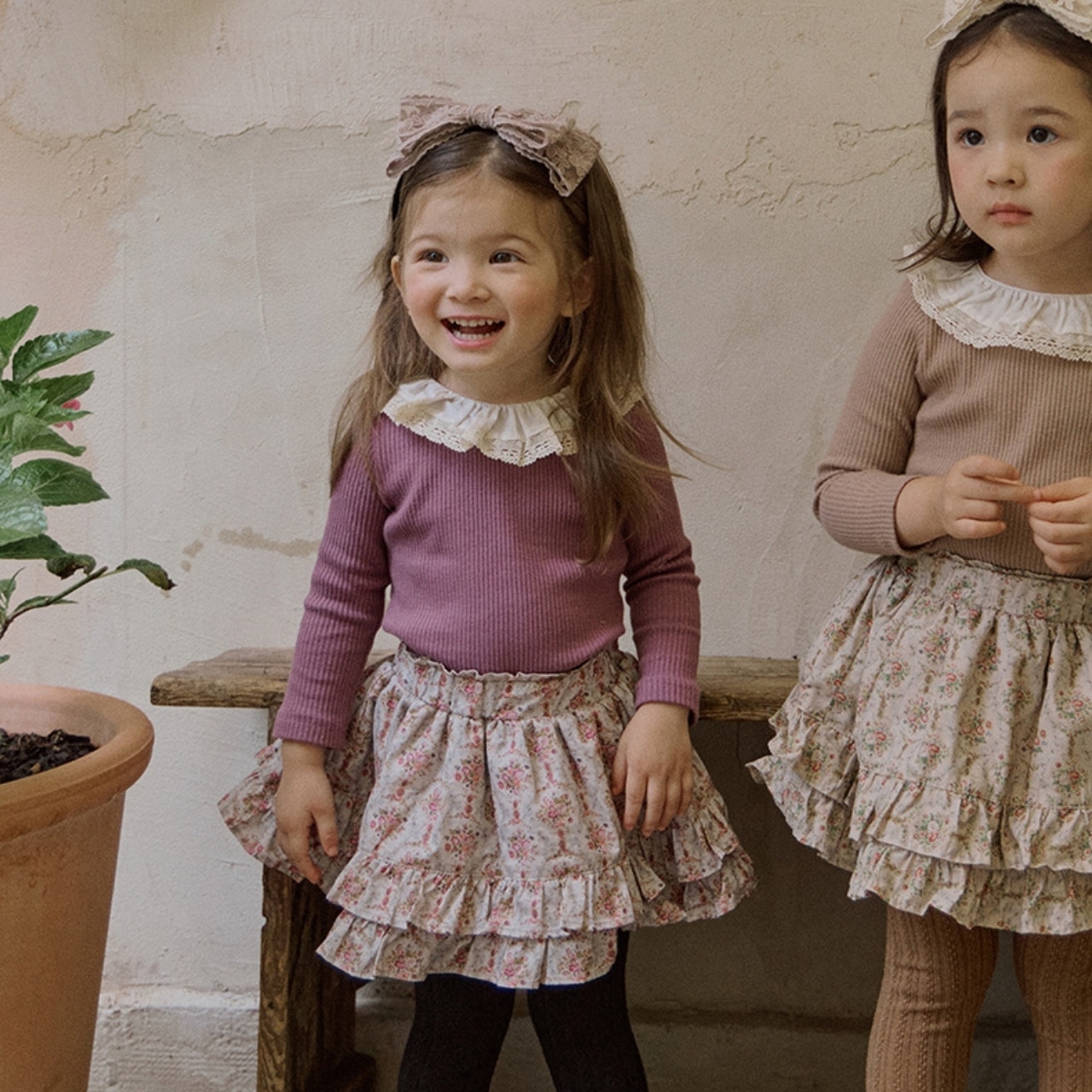 春レースフリルリブTシャツ3色