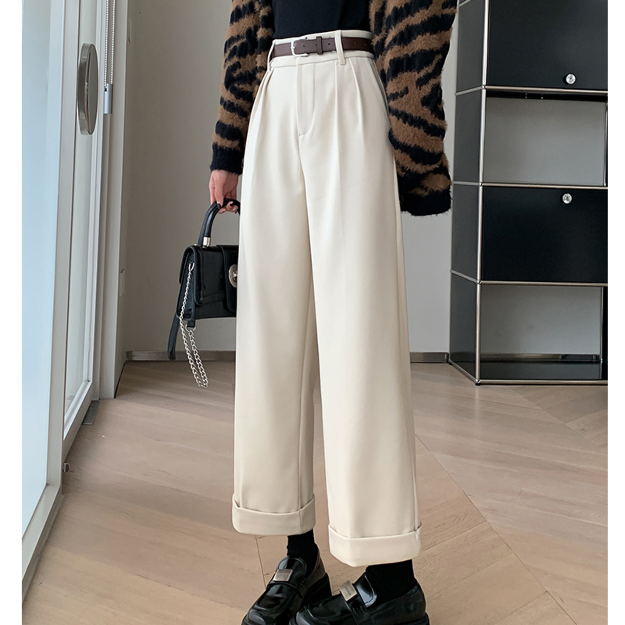 ワイドクロップドスーツパンツ 3color W01057