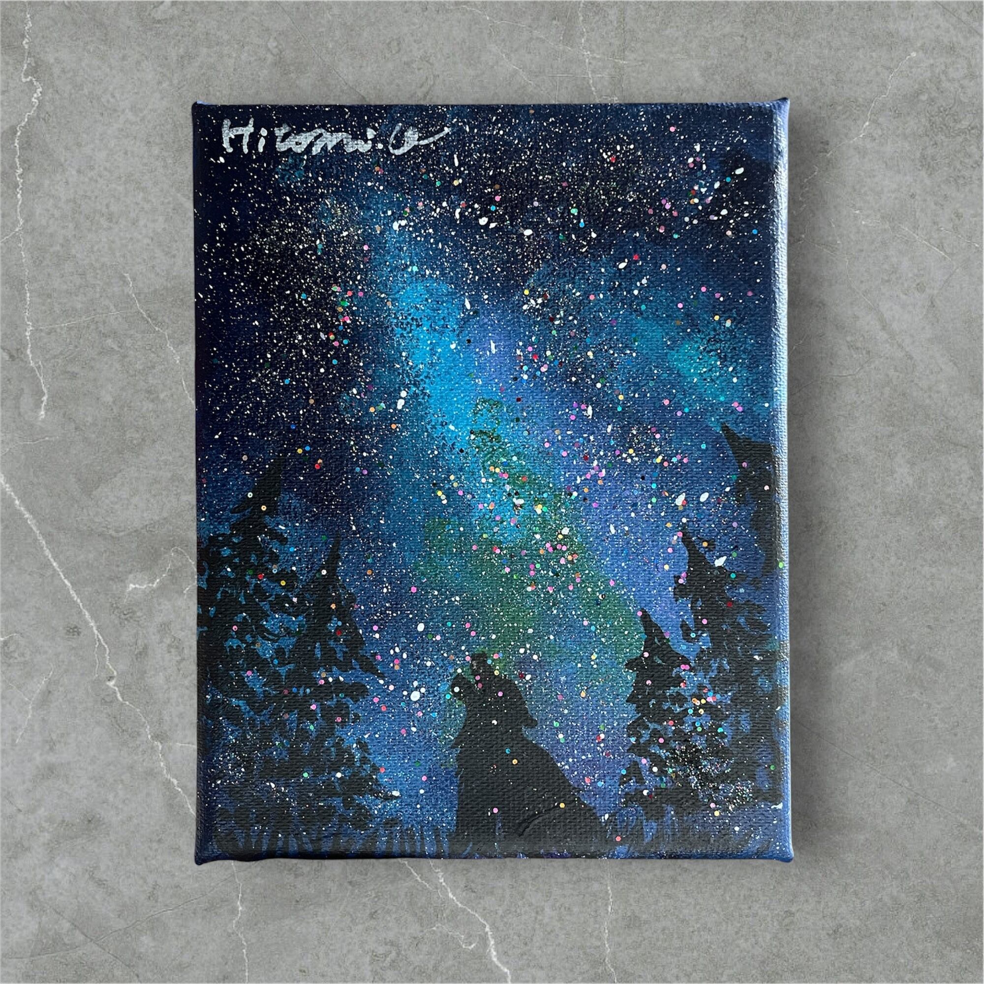 A-52/24】風景画 海 ミニサイズ アクリル画 原画 絵画 現代アート