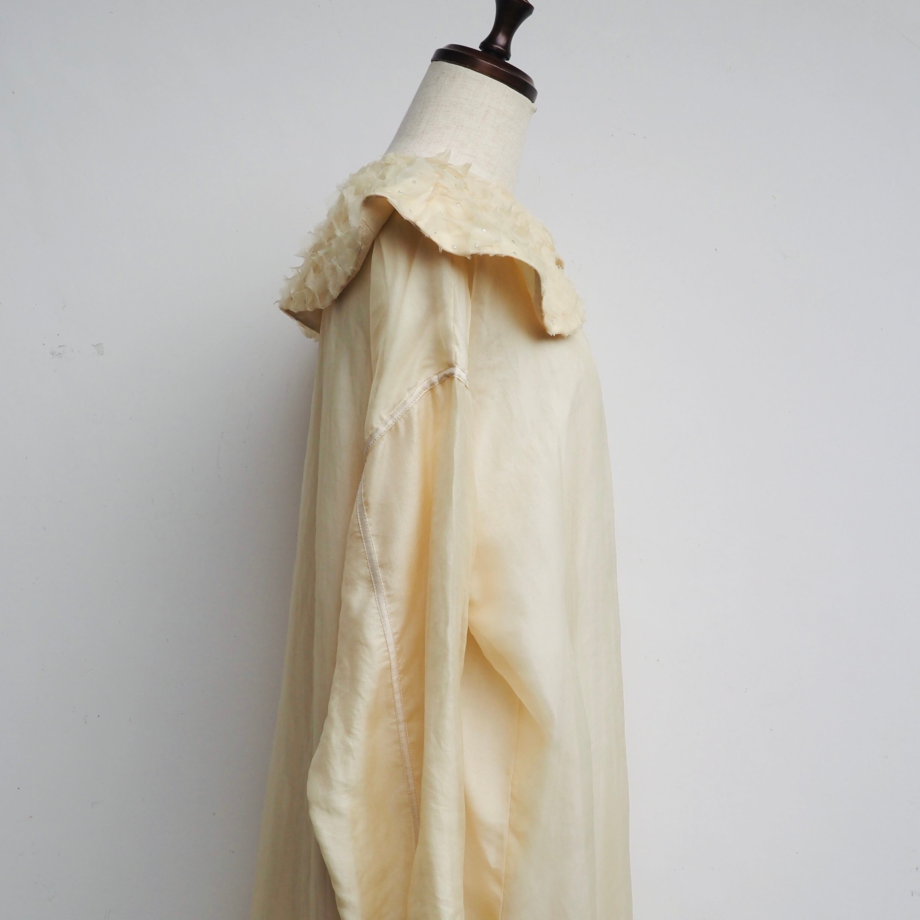 BUNON/Flower Layered Silk one piece coat/シルクワンピースコート