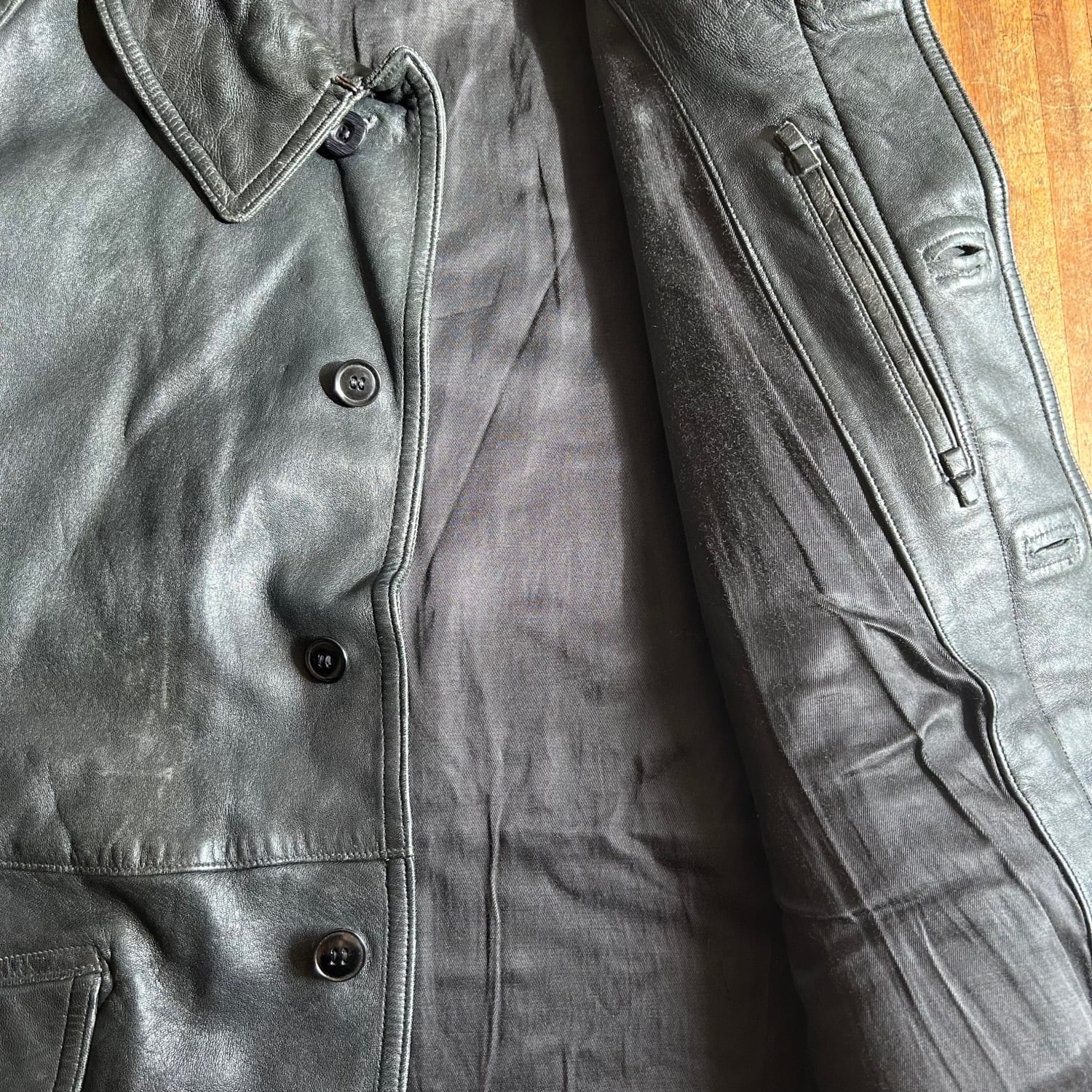 80s Vintage フランス軍 レザージャケット カーコート Sサイズ 60s French Vintage ヴィンテージ ファイヤーマン レザー