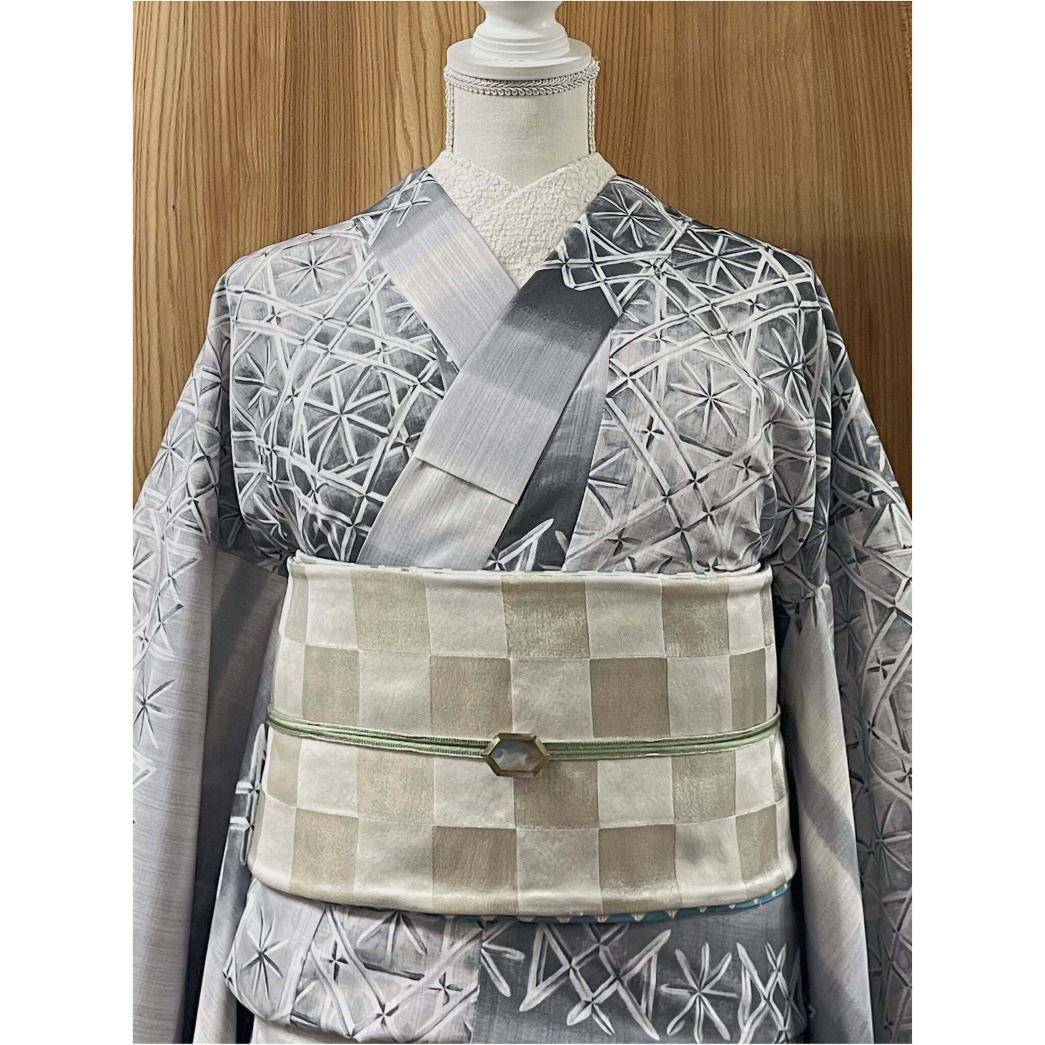 新品】ターコイズブルーのダイヤ柄リバーシブル半幅帯 | きもの楸堂