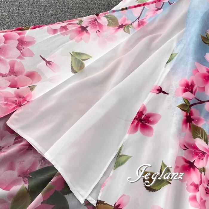 ボタニカル ワンピース ケープカラー オフショル スリット入り