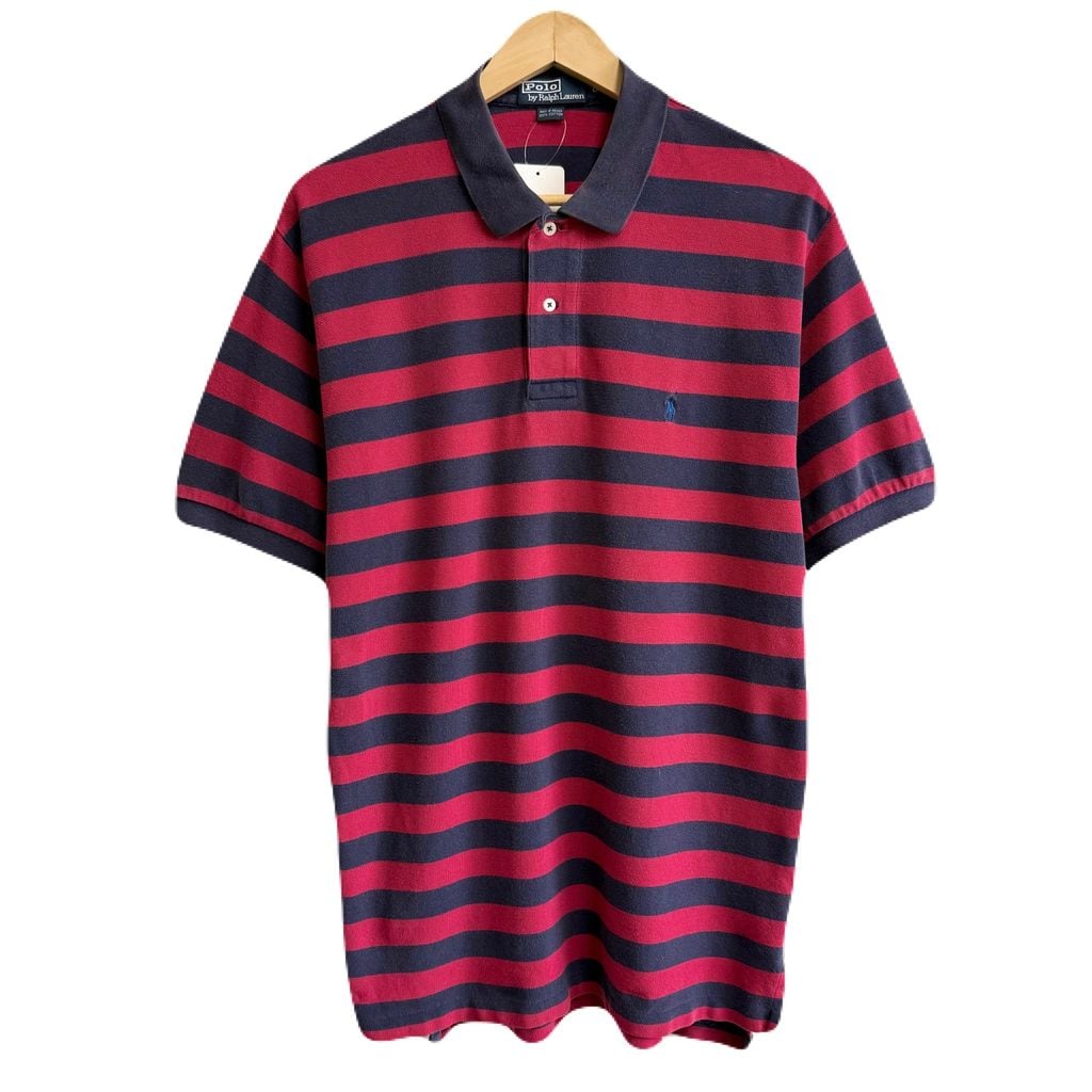 90s ポロラルフローレン ボーダー ポロシャツ 半袖 ネイビー レッド L POLO RALPH LAUREN ポロ ラルフローレン ポロシャツ 半袖