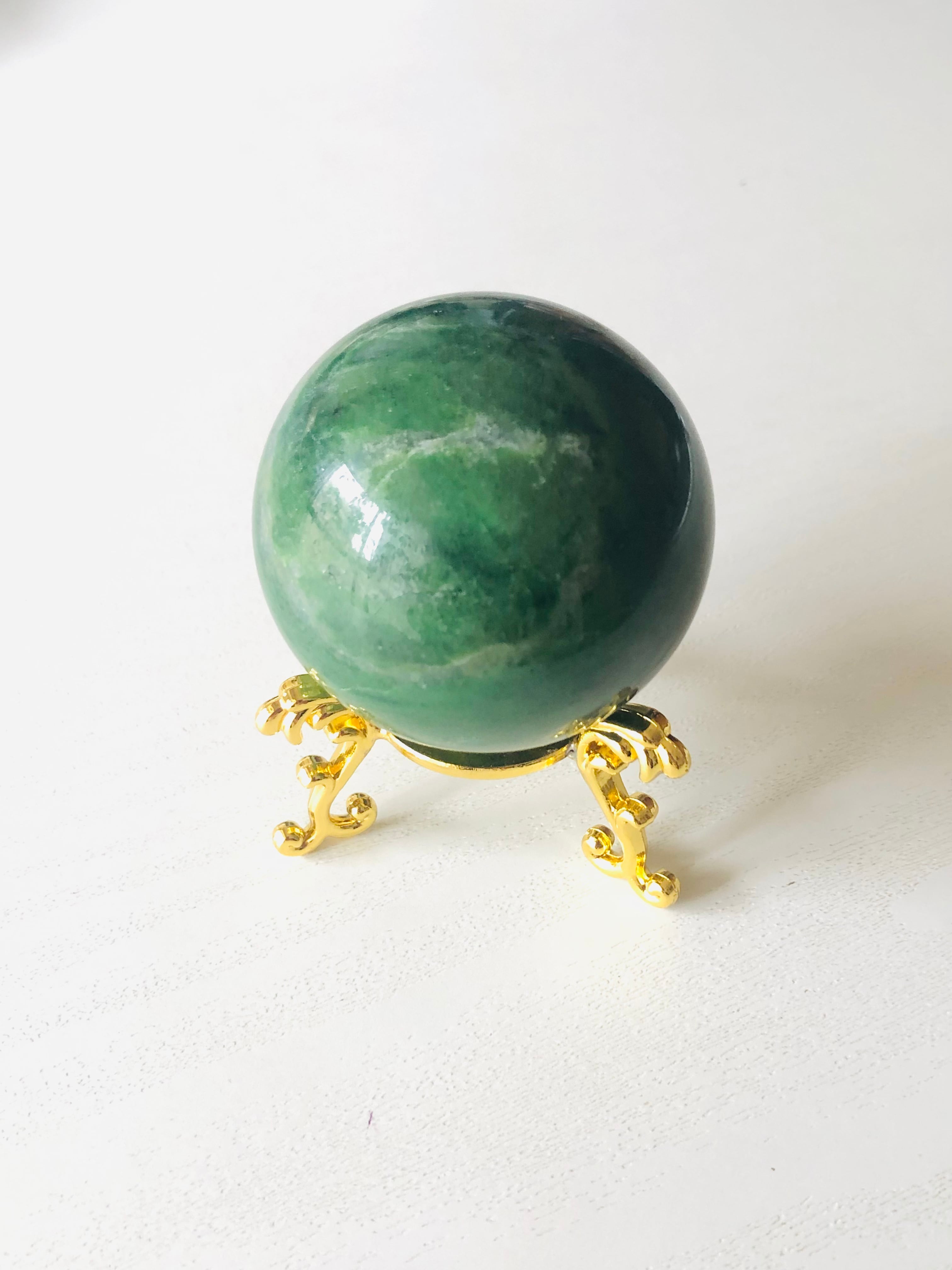 アベンチュリン(グリーンクォーツァイト)丸玉 52mm | 虹色の星