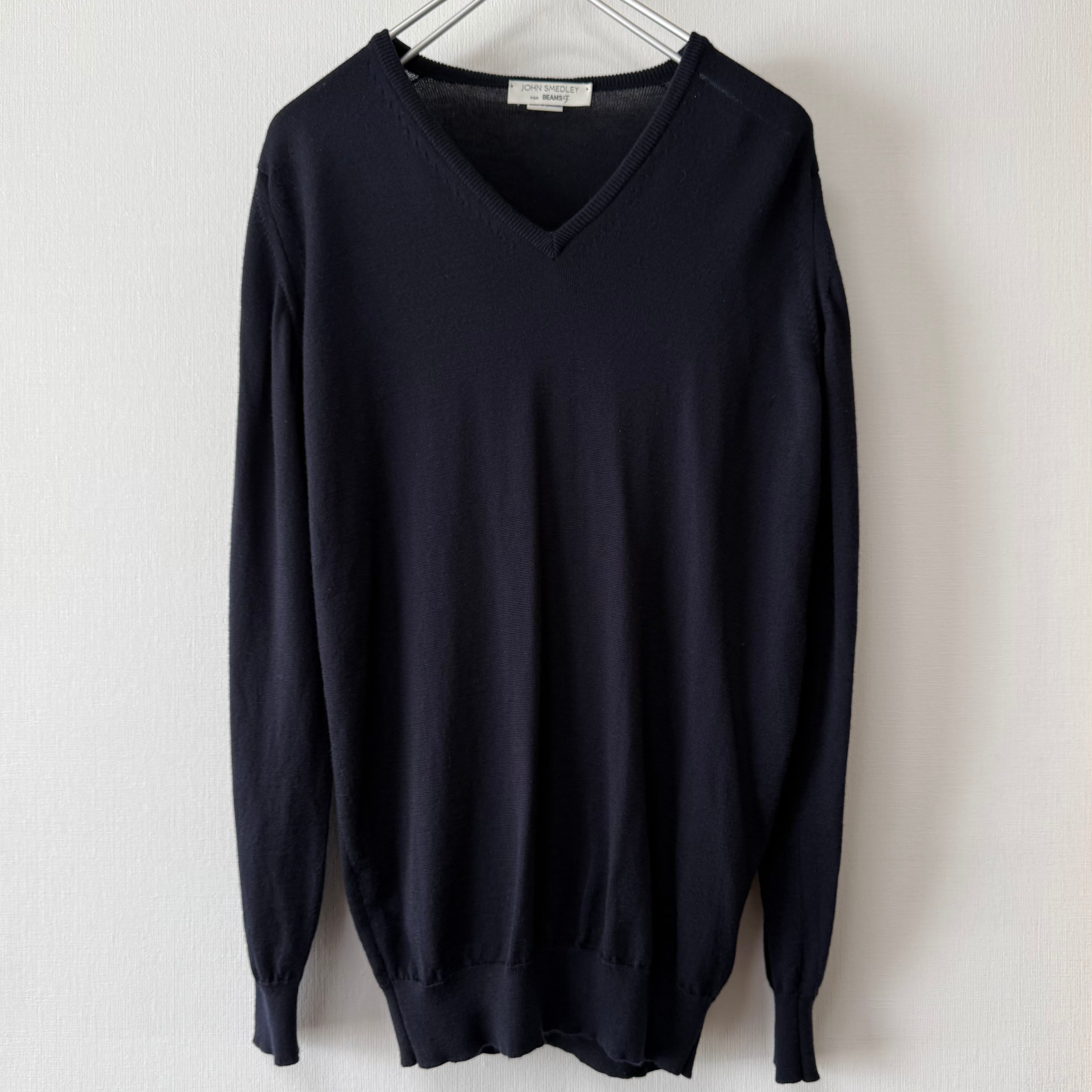 JOHN SMEDLEY × BEAMS F メリノウール ハイゲージ Vネックニット