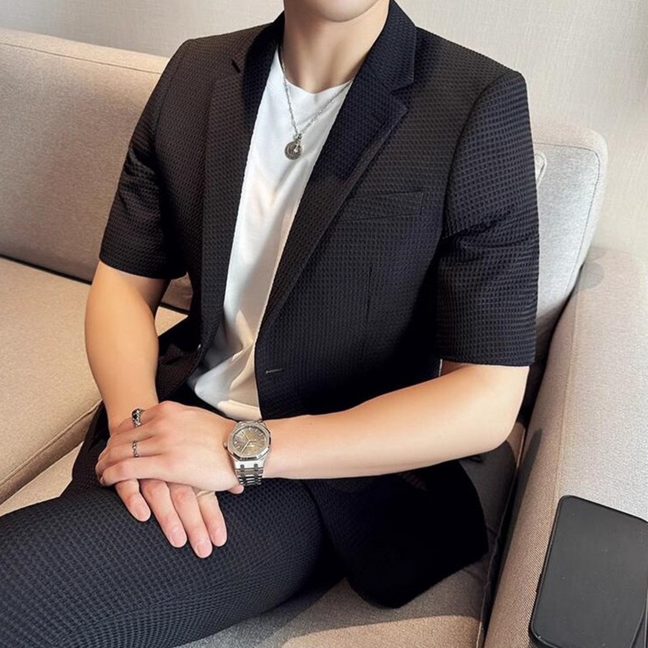 british style three-quarter sleeve suit jacket 00341