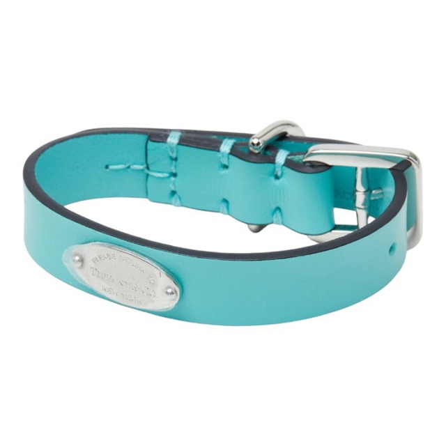 ティファニー ロゴ 首輪 犬 ペット ブルー レザー レディース TIFFANY&Co. 【中古】
