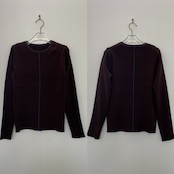 配色ラインリブknit/ダークブラウン