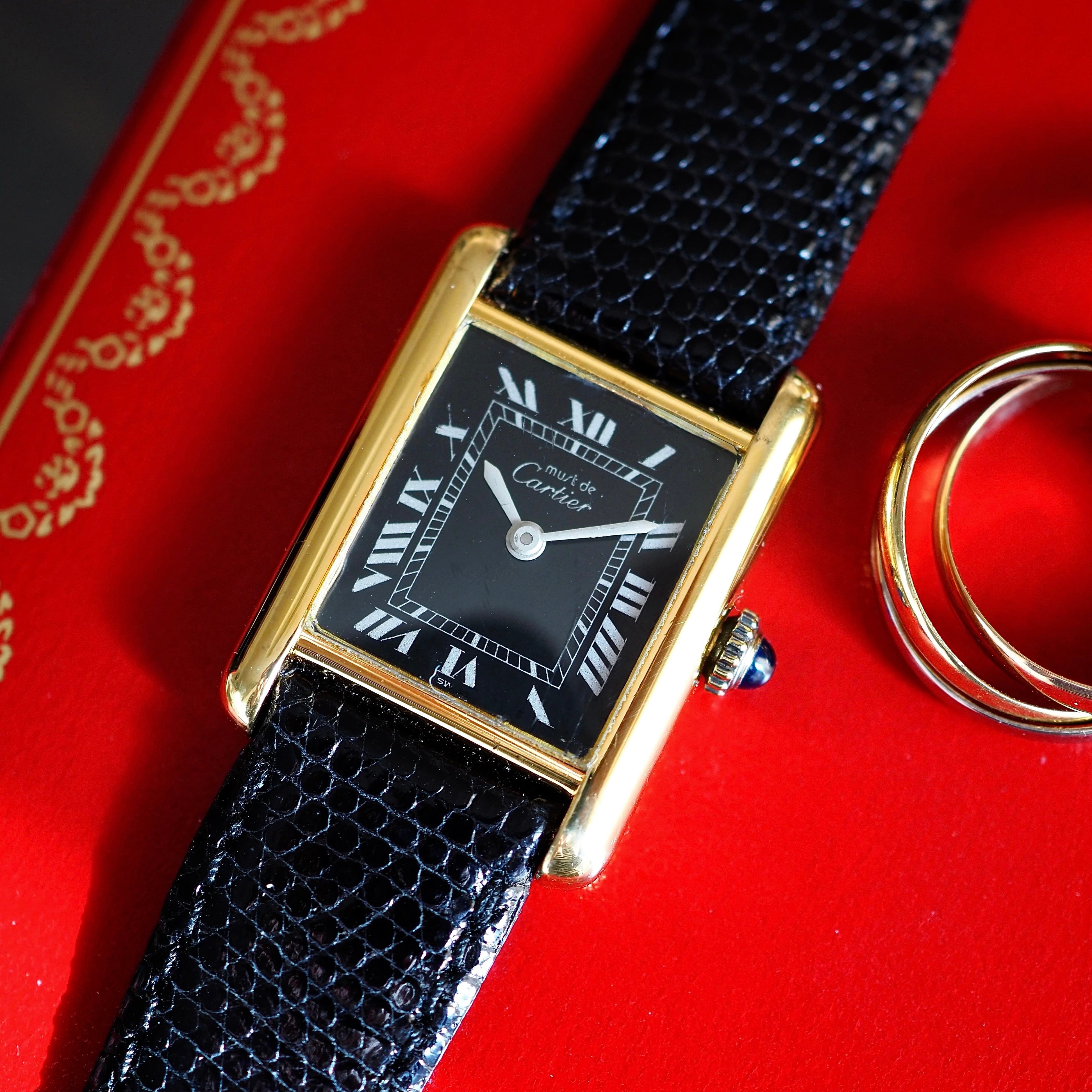 OH済 希少 Cartier カルティエ マストタンク ブラックローマン SM