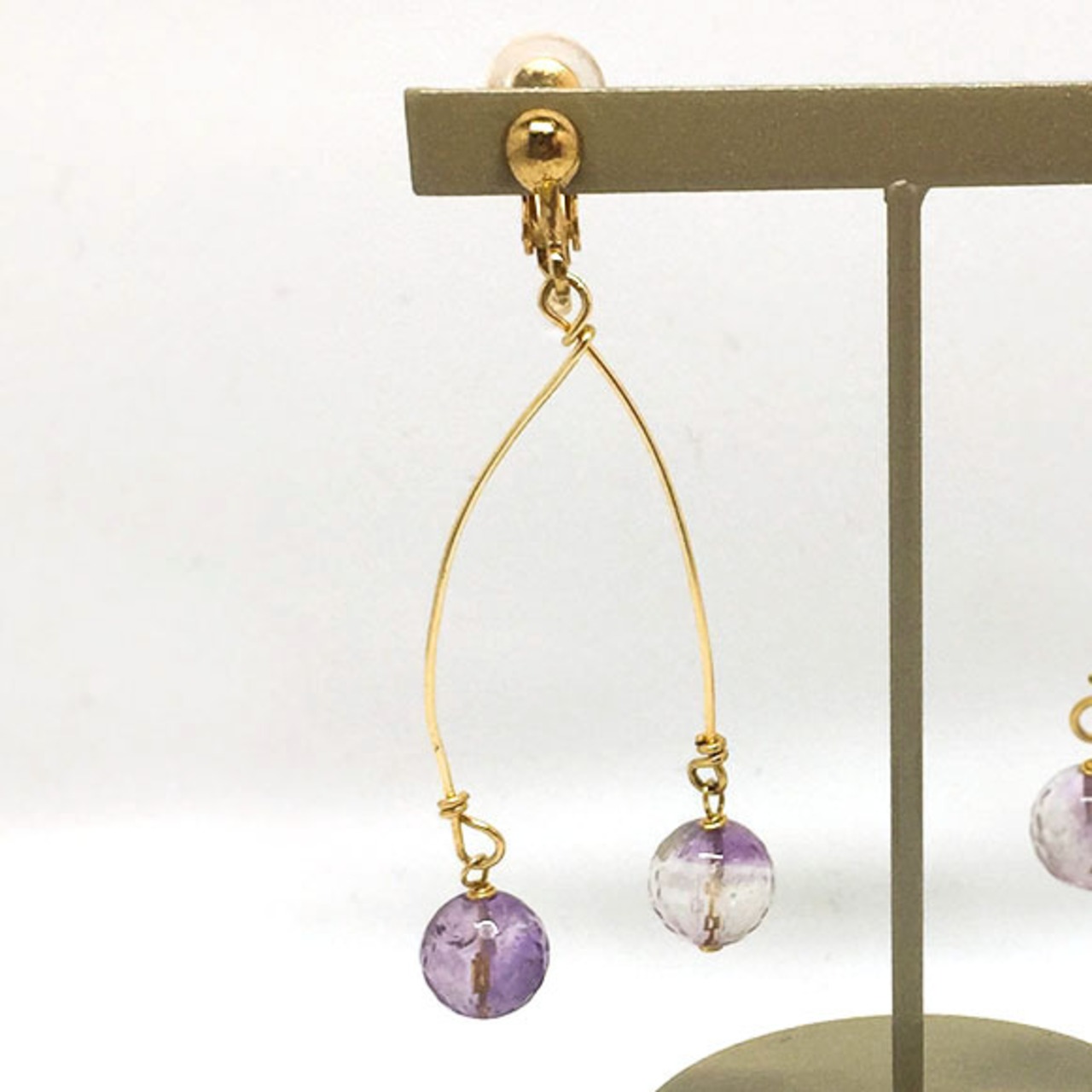 動きのあるデザインで大人魅力を引き足せる！在庫限り アメシストフォークピアス＆イヤリング sl3_5_0514tp03-sl3_5_0514te04