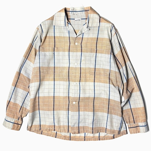 Vintage 50~60's【Sanchez Mola】Open Collar Check Shirt