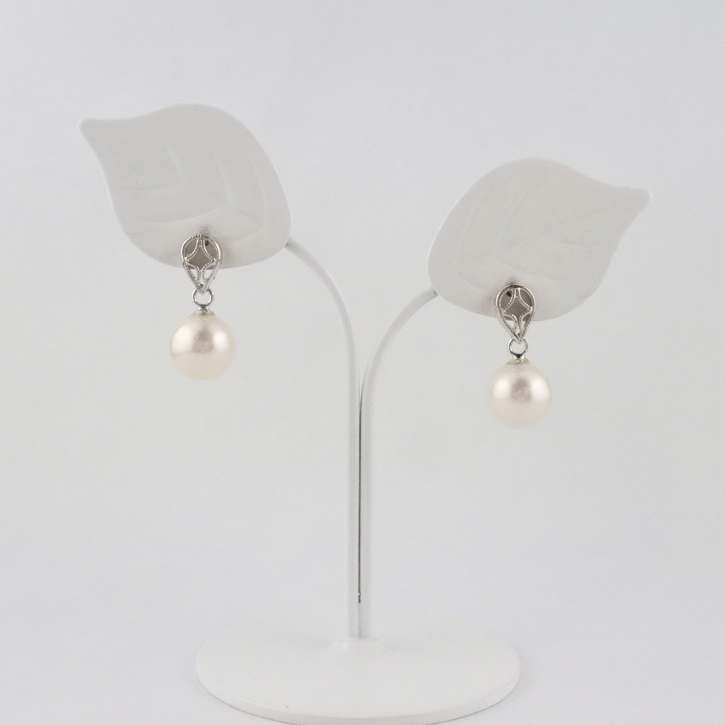 シルバー透かしピアス(アコヤ真珠 8.0㎜ 伊勢志摩産)