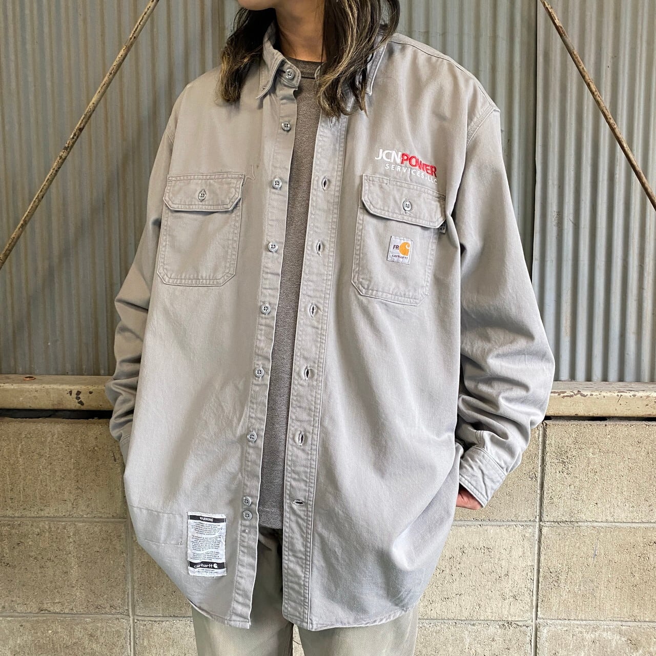 Carhartt カーハート FR ボタンダウン 企業ロゴ刺繍 長袖 ワークシャツ 