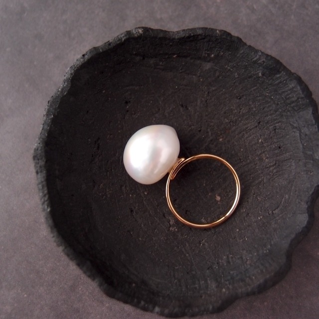 Baroque Pearl Ring【GP】大粒 バロックパール 指輪（11号フリー／Drop）