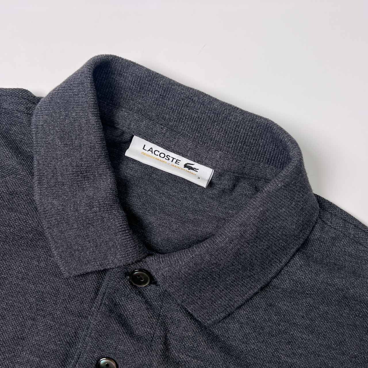 LACOSTE ラコステ 銀ワニ 刺繍 鹿の子 半袖 ポロシャツ 3/グレー メンズ シルバーワニ