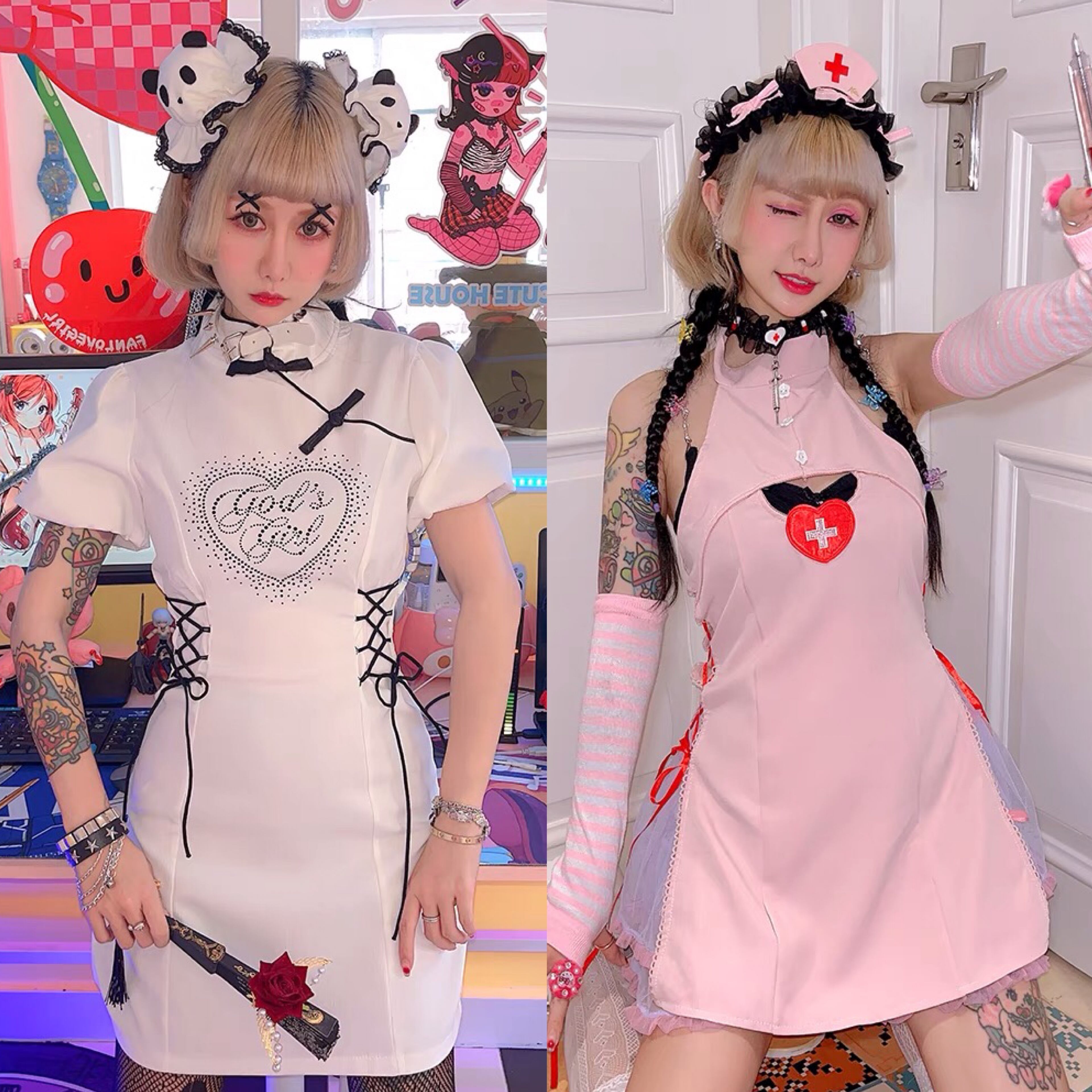 ピンク ナース服 コスプレ衣装 即日発送】キャンディピンクナース