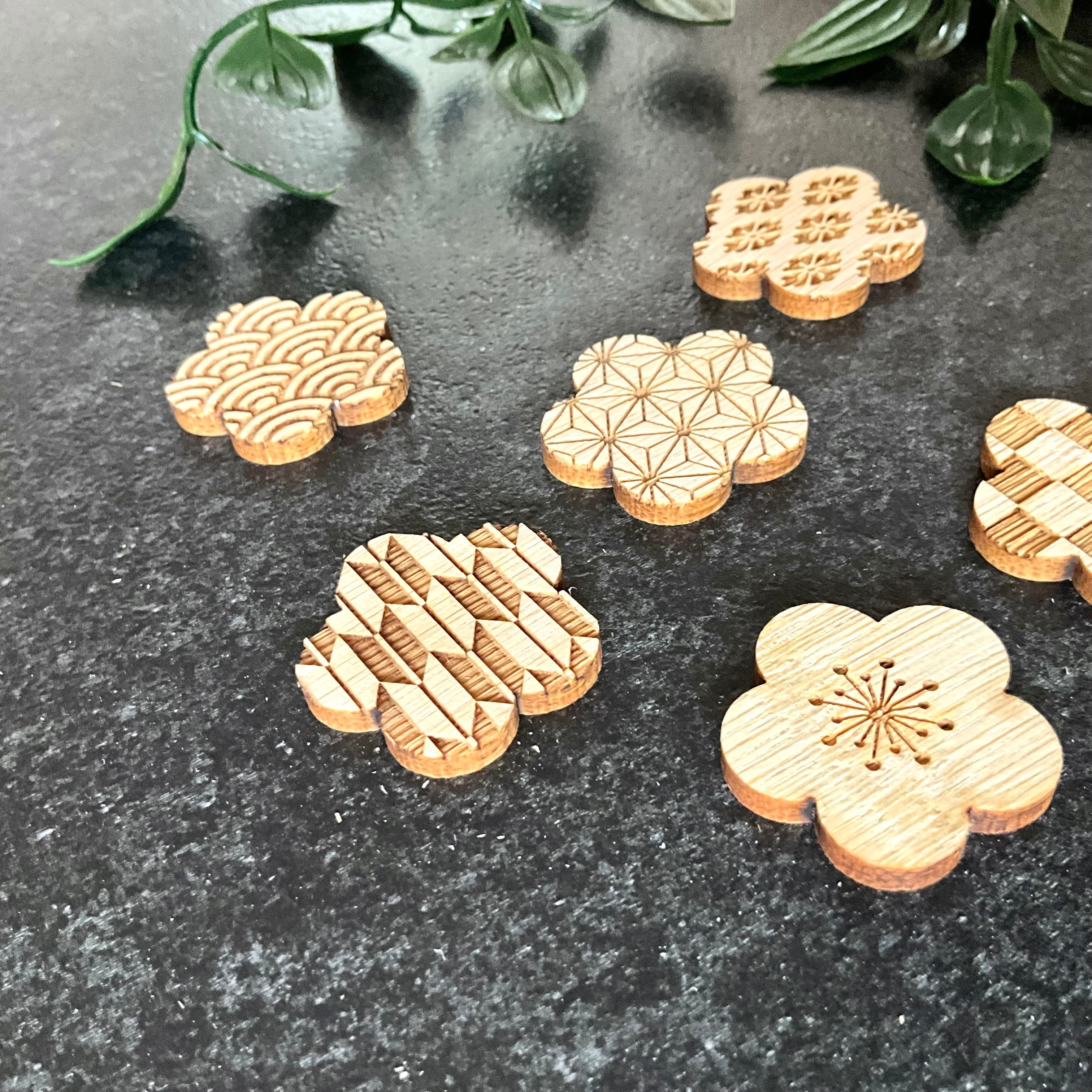 和柄の竹製ヘアゴム 梅の花 レーザー彫刻 | 竹専門店のBambooFam