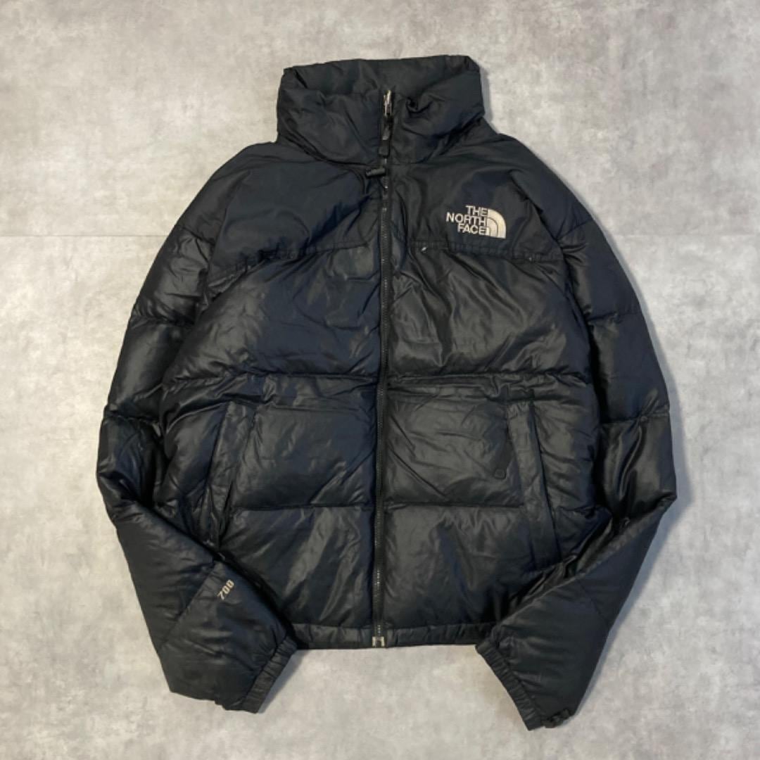 ノースフェイス ヌプシ ダウンジャケット 700 古着 刺繍 L 黒 12705