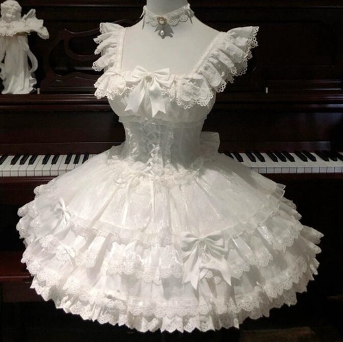 甘ロリ♡チョーカー＆帽子付きホワイトドレス　wanpi40★