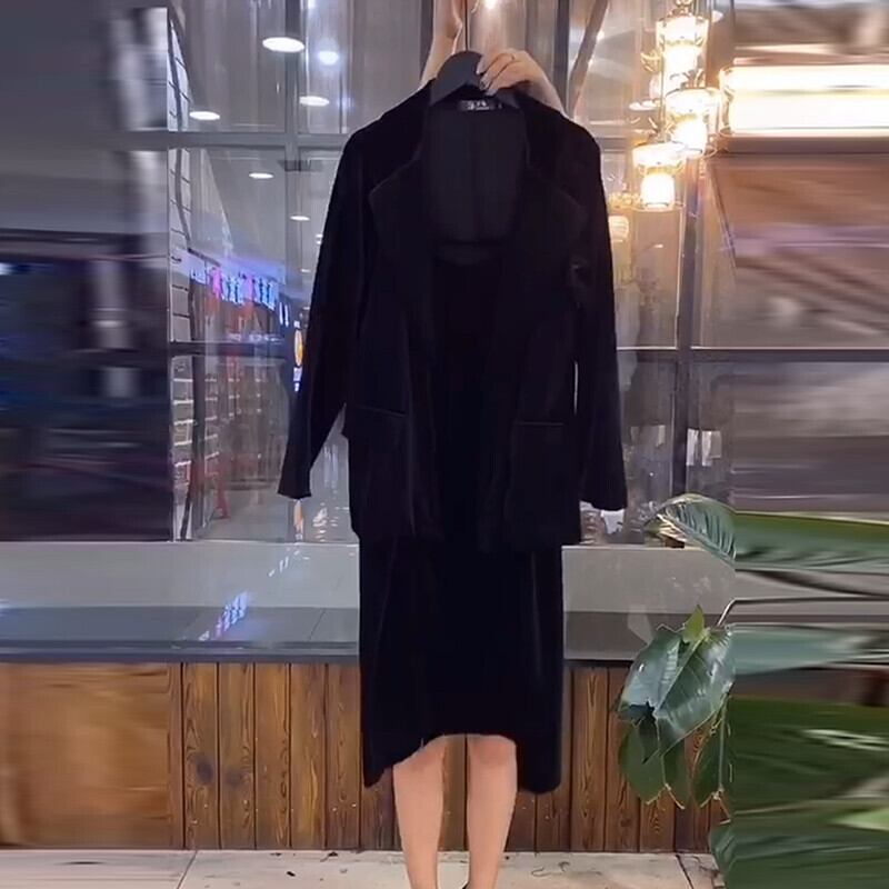 2020年秋新作プラスサイズレディーススリムファットシスタースリムスーツツーピーススーツ年齢減りルーズドレス ミックスインファッション33039366928