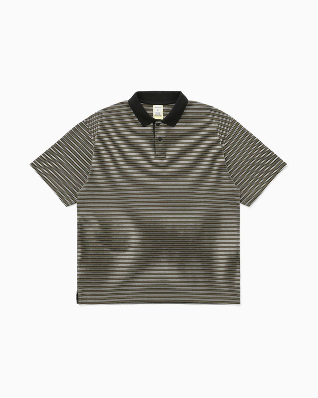 [Khakis] Stripe S/S Polo Olive 正規品 韓国ブランド 韓国ファッション 韓国代行 カーキス 日本 店舗 (Khakis)