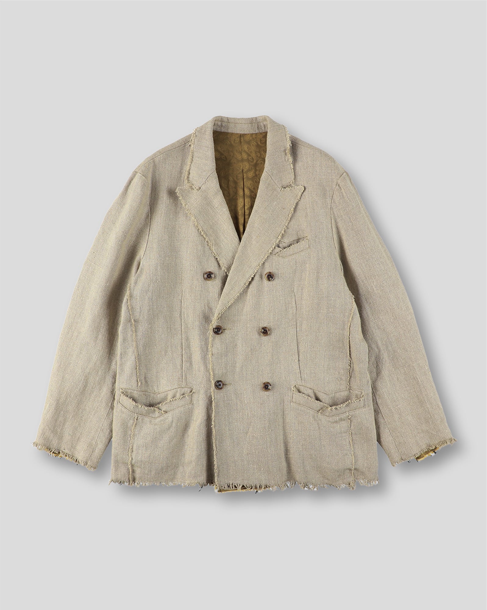 HEAVY LINEN DOUBLE JACKET BEIGE